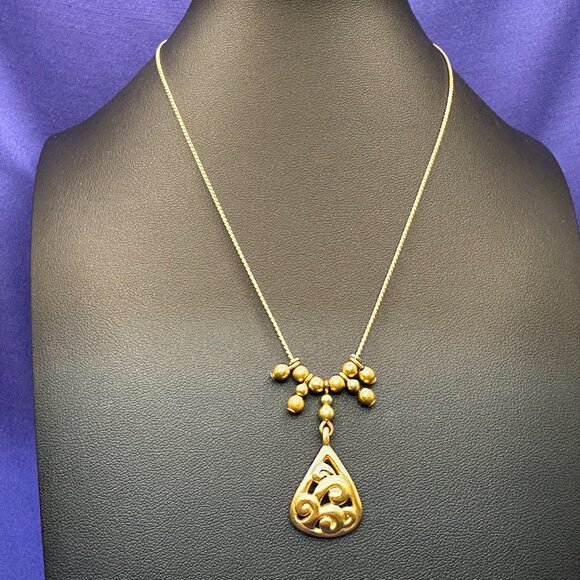 VTG Anne Klein II Brushed Satin Gold-Plated Pendant Necklace - Picture 6 of 14